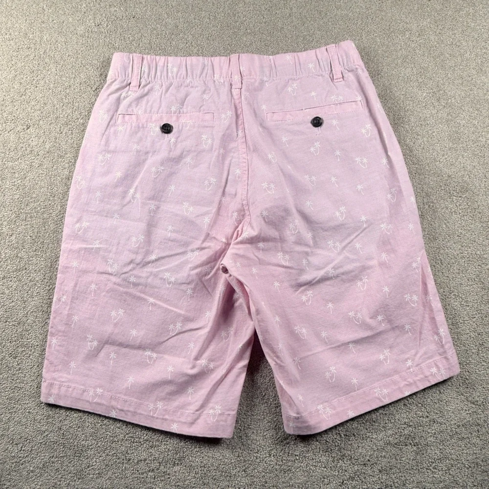 Bonobos Chino Shorts Mens XS Pink Excellent Palm Tree Embroidered 9 Inch Inseam